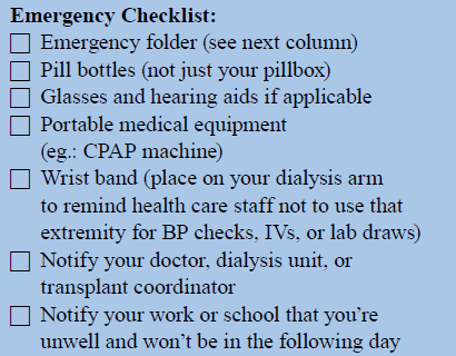 Emergency Checklist